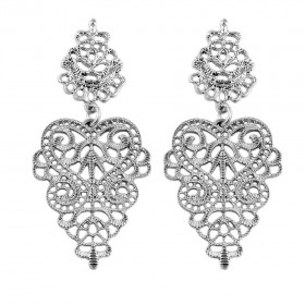 Boucles d'Oreilles Vintage Ethnique Pendantes Argenté bobijoo