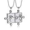 PE0030 BOBIJOO Jewelry Double Collar Pendant Torque Silver Puzzle Humor