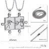 PE0030 BOBIJOO Jewelry Doppelte Halskette Anhänger Paar Silber Puzzle Humor