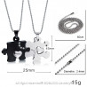 Double Collier Pendentif Couple Just For You Noir Strass bobijoo