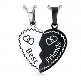 Double Collier Pendentif Coeur Meilleurs Amis bobijoo