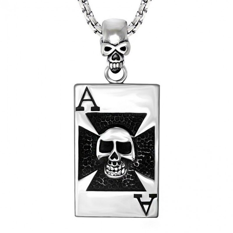 PE0034 BOBIJOO Jewelry Anhänger Templer Kreuz totenkopf Kette Karte