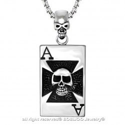 PE0034 BOBIJOO Jewelry Cross pendant knight Templar (Death's Head Card Chain