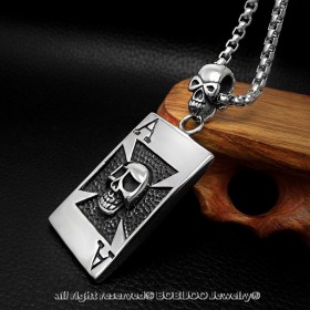 PE0034 BOBIJOO Jewelry Cross pendant knight Templar (Death's Head Card Chain