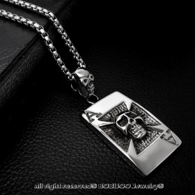 PE0034 BOBIJOO Jewelry Anhänger Templer Kreuz totenkopf Kette Karte