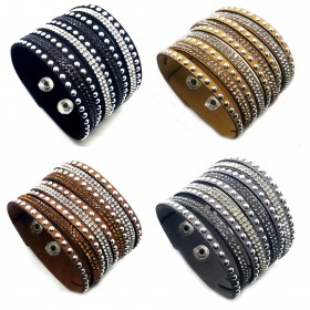 Bracelet Wrap Cuir Cristal Strass  bobijoo