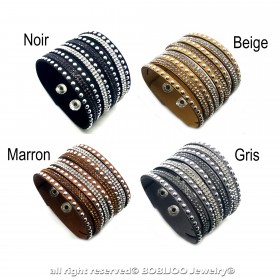 Bobijoo Kristall-Strass-Leder-Wickelarmband