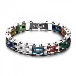 Bracelet LGBT Chaine de Moto Acier Silicone bobijoo