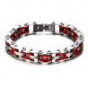 BR0143 BOBIJOO Jewelry Bracelet Chain Bike Steel Red Silicone