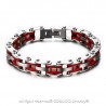 BR0143 BOBIJOO Jewelry Bracelet Chain Bike Steel Red Silicone