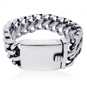 BR0149 BOBIJOO Jewelry Bracciale Catena Barbazzale A Maglie Larghe Acciaio Torto