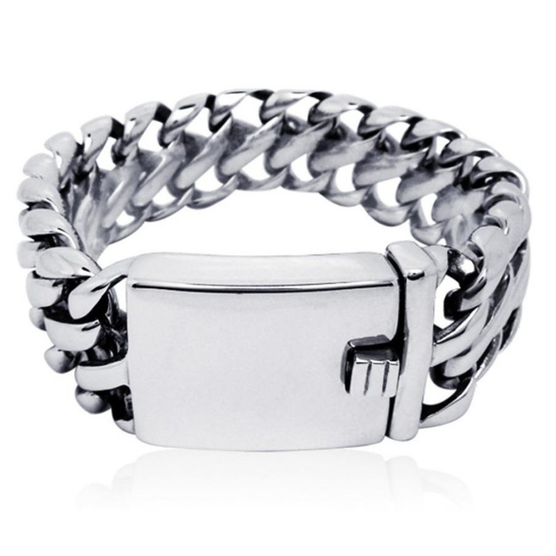 Bracelet homme grosse maille gourmette acier inoxydable - bijoux hommes