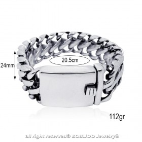 BR0149 BOBIJOO Jewelry Armband Panzer Big Mit Zopfstrick Stahl