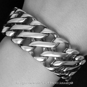 BR0149 BOBIJOO Jewelry Bracelet Curb Chain Large Mesh Twisted Steel