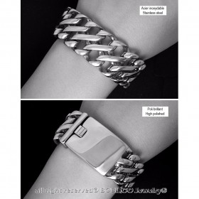 BR0149 BOBIJOO Jewelry Bracelet Curb Chain Large Mesh Twisted Steel