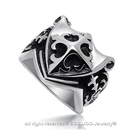 BA0028 BOBIJOO Jewelry Siegelring Ring Templer-Fleur-de-Lys-Kreuz von Malta Freimaurer Masonic