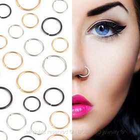 PIP0001 BOBIJOO Jewelry Fake Piercing Nose Ear Lip 6, 8 or 10mm (22G 0.6 mm)