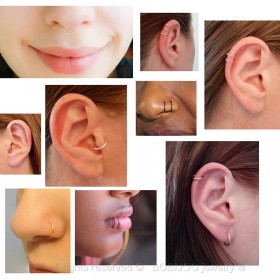 PIP0001 BOBIJOO Jewelry Falso Piercing Nariz Oído de Labios de 6, 8 o 10 mm (22G 0,6 mm)