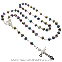 CP0028 BOBIJOO Jewelry Rosary Purple Blue Green glass Beads facet