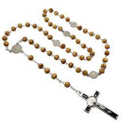 CP0031 BOBIJOO Jewelry Rosary Catholic Wood Cross of Saint Benedict