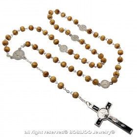 CP0031 BOBIJOO Jewelry Römisch-Katholische rosary Holz Kreuz des Heiligen Benedikt