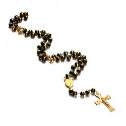 CP0035 BOBIJOO Jewelry Rosario De La Virgen Milagrosa De Lourdes Negro, Oro
