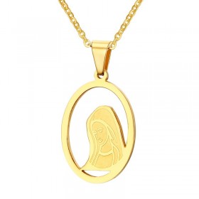 PEF0029 BOBIJOO Jewelry Pendant Woman's Face, Virgin Mary, Gold