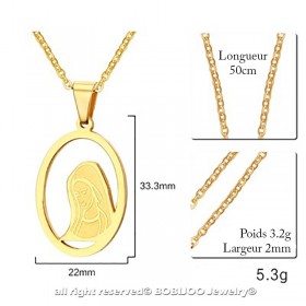 PEF0029 BOBIJOO Jewelry Pendant Woman's Face, Virgin Mary, Gold