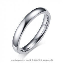 AL0059 BOBIJOO Jewelry Anello di Alleanza Giunto Semplice in Acciaio Inox Argento 3mm