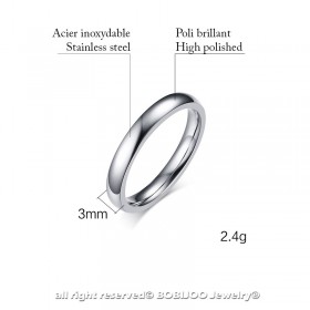 AL0059 BOBIJOO Jewelry Anillo Alianza Simple Conjunto de Plata de Acero Inoxidable de 3 mm de