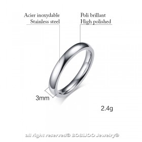 AL0059 BOBIJOO Jewelry Ring Alliance Einfachen Gemischten Edelstahl Silber 3mm