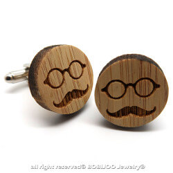 BM0019 BOBIJOO Jewelry Cufflinks Wood Mustache Glasses