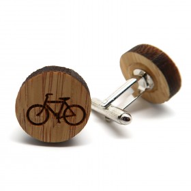 BM0020 BOBIJOO Jewelry Cufflinks Wood Bike Bobo