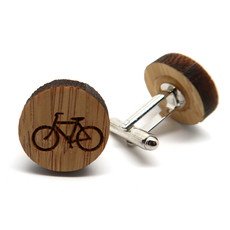 BM0020 BOBIJOO Jewelry Cufflinks Wood Bike Bobo