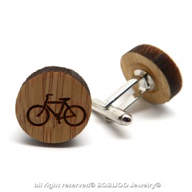 BM0020 BOBIJOO Jewelry Cufflinks Wood Bike Bobo