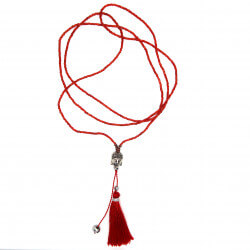 COF0029 BOBIJOO Jewelry Halskette Anhänger Bommel Bali Buddha Perlen Rot