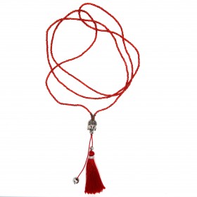 COF0029 BOBIJOO Jewelry Necklace Pendant Tassel Bali Buddha Beads Red