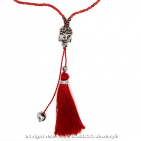 COF0029 BOBIJOO Jewelry Collana Ciondolo Fiocco Di Bali Buddha Perline Rosso