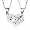 Collier Pendentif Couple Coeur Séparable I Love You Acier Argenté bobijoo