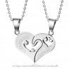 Collier Pendentif Couple Coeur Séparable I Love You Acier Argenté bobijoo