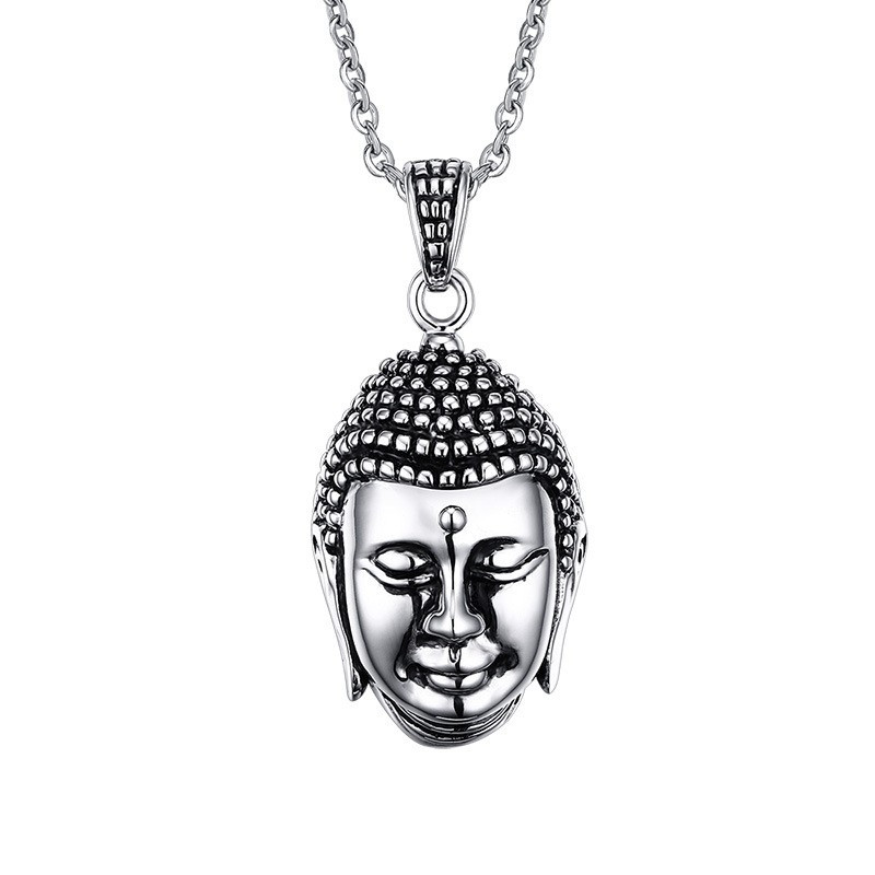 PE0056 BOBIJOO Jewelry Ciondolo Testa di Buddha Bali, Asia Acciaio Inox