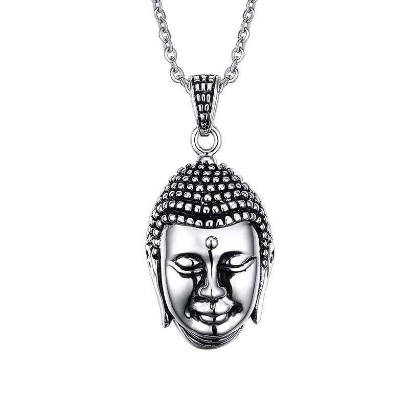 PE0056 BOBIJOO Jewelry Colgante Cabeza de Buda Bali Asia Acero Inoxidable
