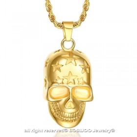 PE0057 BOBIJOO Jewelry Anhänger totenkopf Etoilée Vergoldet, Gold + Kette