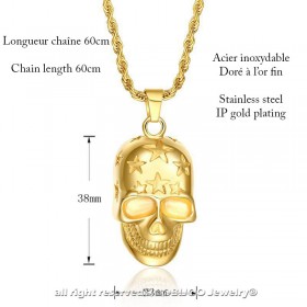 PE0057 BOBIJOO Jewelry Anhänger totenkopf Etoilée Vergoldet, Gold + Kette