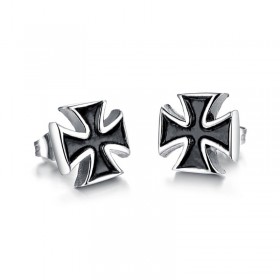 BOF0072 BOBIJOO JEWELRY Pendientes Cruz Negra Pattee Negro