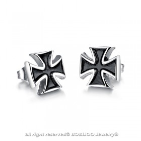 BOF0072 BOBIJOO JEWELRY Earrings Black Cross Pattee Black