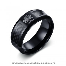 BA0138 BOBIJOO Jewelry Alianza Anillo Anillo de Carbono Negro en el Árbol de la Vida