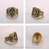 BA0142 BOBIJOO Jewelry El Anillo De Sellar La Masonería Dorado En Oro Fino Negro