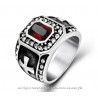 BA0143 BOBIJOO Jewelry Anello Croce Templare Rossa Pietra Di Strass