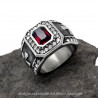 BA0143 BOBIJOO Jewelry Siegelring Ring Kreuz der Templer Roter Stein Strass